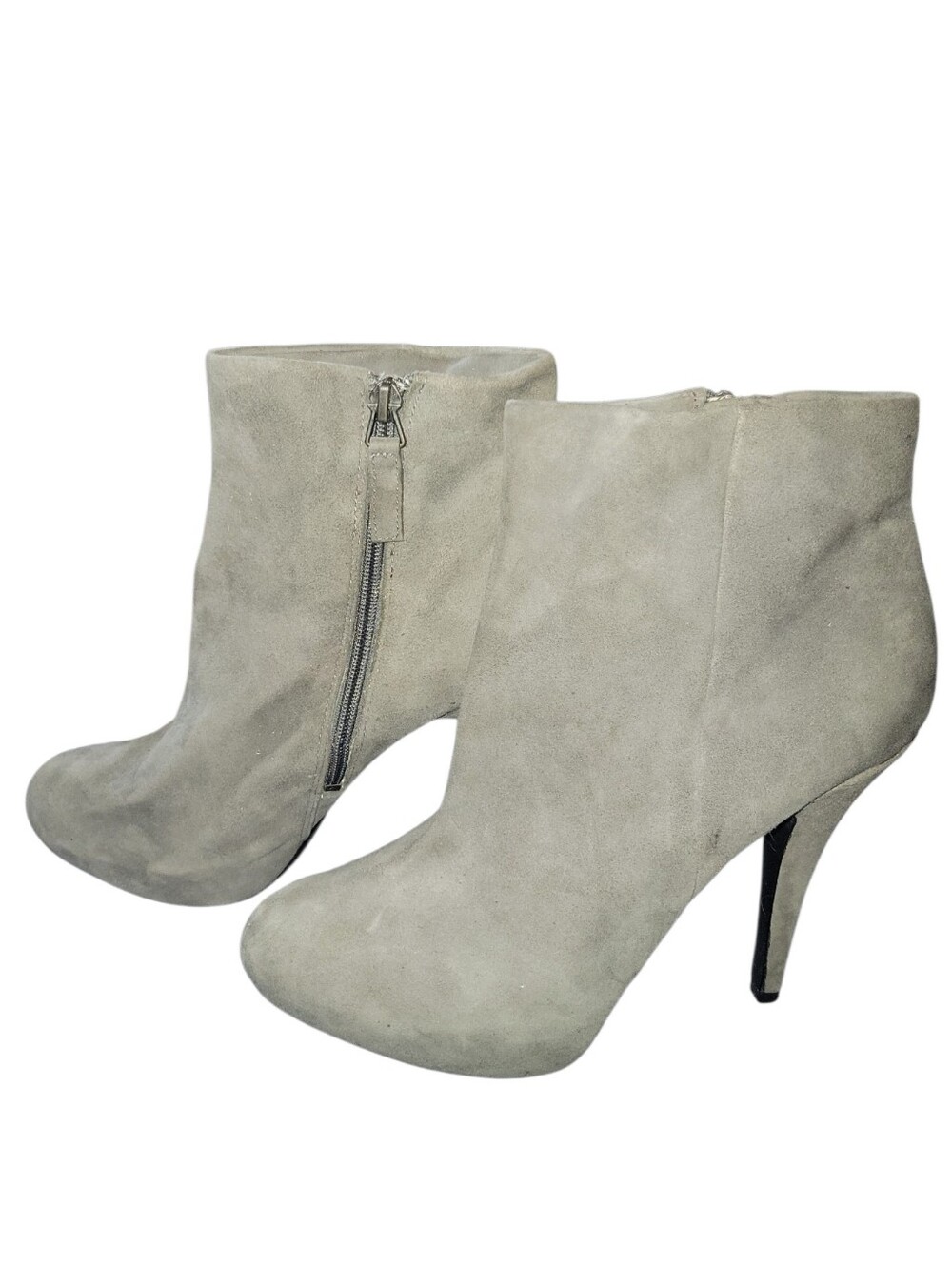 Rosegold Women's Gray Suede High-Heel Ankle Boots - Stylish Side Zip